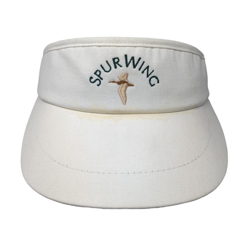 Spur Wing Sun Visor Cap White One Size Adjustable Embroidered Cali Fame